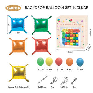 याचेन 60 पीसी लेटेक्स बैलून गार्लैंड आर्क किट और 25 पीसी स्क्वायर फॉइल बैलून की दीवार पृष्ठभूमि - Product Image 2
