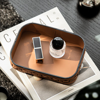 Plateau rectangulaire en cuir PU, organiseur de bureau pour cosmétiques, clés, télécommande, boîte de rangement décorative pour le salon, table