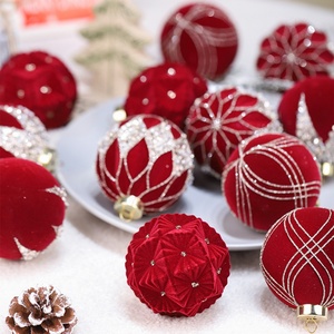 Décorations de Noël pour la maison, ornements suspendus, boules floquées en plastique, pendentifs faits à la main, écologiques, DIY, colorés, 12 pièces/ensemble - Product Image 5