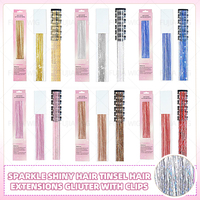 12 extensions cheveux à clipser 24 pouces à paillettes colorées Kit d'accessoires pour cheveux de fée pour femmes filles enfants