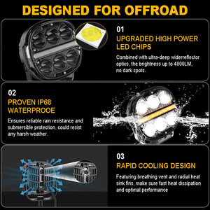 Fari <span class=keywords><strong>da</strong></span> Lavoro LED Universali con Luci Diurne Ambra, Barra Luminosa per Auto, Camion, 4x4, Fuoristrada, SUV, ATV, Jeep, Barche, Trattori - Product Image 6