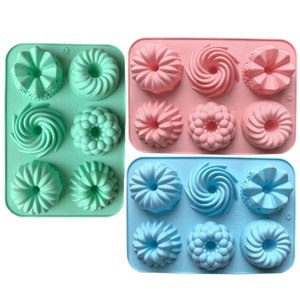 <b>Silicone</b> Donut Baking Molds,Multicolor Doughnut Pans,6-Cavity Designs Donut Flower And Swirl Shaped,Suitable for Baking - Product Image 6