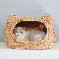 Lit en forme de chat pour animaux de compagnie lit naturel écologique chat chien lit chats grotte lits de couchage accessoires pour animaux de compagnie