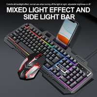 Ensemble clavier et souris filaire USB 104 touches en métal, LED, étanche, design ergonomique pour professionnels, bureaux et gamers