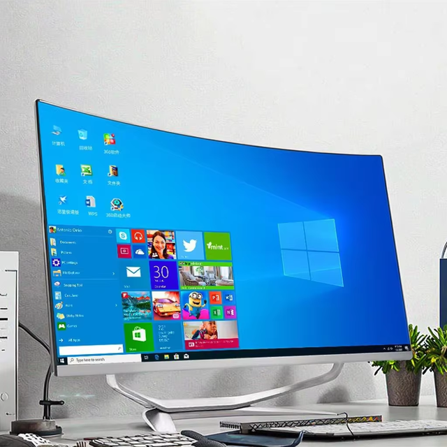 OEM Wholesale 27 Inch Curved All in One Desktop Computer Frameless Curved Screen Core I5/i7 Optional Gaming AIO PC