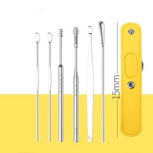 Kit de 6 cure-oreilles en spirale en acier inoxydable, outil de nettoyage des oreilles pour l'élimination du cérumen, portable R0736 - Product Image 5