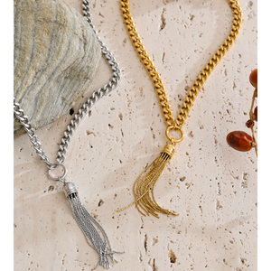 JINYOU 7688 Collana con Ciondolo a Catena Grossa Stile Punk, <span class=keywords><strong>in</strong></span> Acciaio Inossidabile Placcato Oro per Donne - Product Image 3