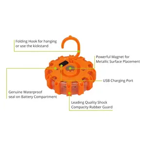 Abri de route Rechargeable, lampe LED d'urgence, étanche IP65, clignotant, signalisation de la route - Product Image 4
