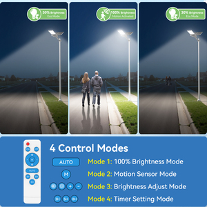 Duurzame, hoge lichtopbrengst, IP65 aluminium behuizing, zonne-energie LED straatlamp met <span class=keywords><strong>radar</strong></span> bewegingsmelder, geschikt voor commerciële parkeerplaatsverlichting - Product Image 3