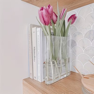 Qianrui Acrylic Book Vase 2020725 Transparent Tabletop Flower Vase For <b>Home</b> Decor Mother's Day Gift - Product Image 1