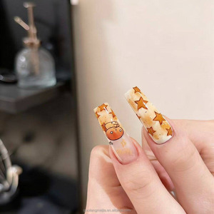 <span class=keywords><strong>Uñas</strong></span> Postizas Retro Americanas Y2K, Diseño <span class=keywords><strong>de</strong></span> Estrellas a Cuadros Azules y Rojos con Estampado <span class=keywords><strong>de</strong></span> Leopardo, <span class=keywords><strong>Uñas</strong></span> <span class=keywords><strong>Largas</strong></span> Tipo Ataúd con Pegamento - Product Image 5