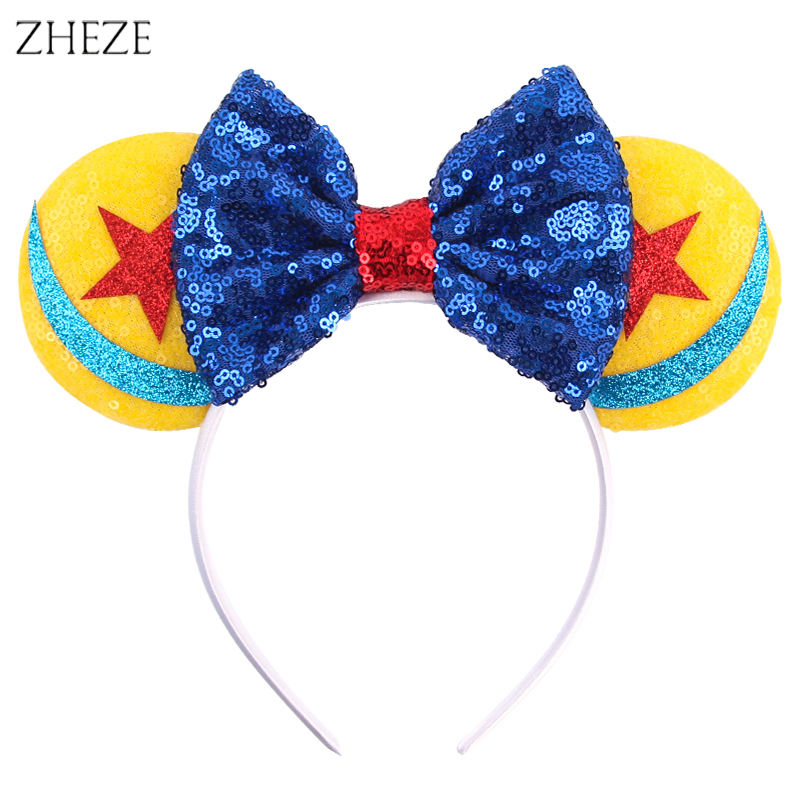 Wholesale Women's Fashion Festival Party Hair Accessories Snowflake Sequined Mouse Ear Headband for Kids