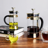 Cafetière à piston en verre Tenrey 350 ml 1000 ml, filtration à 3 couches, verre borosilicate résistant à la chaleur, pot à café et à thé