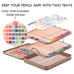 KALOUR Fournitures d'art professionnelles, ensemble <span class=keywords><strong>de</strong></span> 50 <span class=keywords><strong>crayons</strong></span> <span class=keywords><strong>de</strong></span> couleur <span class=keywords><strong>pastel</strong></span> dans une boîte en métal, <span class=keywords><strong>crayons</strong></span> <span class=keywords><strong>de</strong></span> couleur vibrants pour le dessin et le croquis - Product Image 4