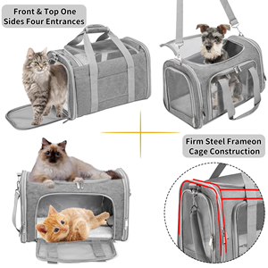 Breathable Adjustable Oxford Dog <b>Backpack</b> with Zipper Closure Airline Approved Pet Carrier for Small Dogs and <b>Cats</b> - Product Image 4