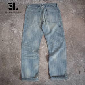 LARSUR Pantalon en denim à rayures indigo personnalisé d'usine en détresse délavé <span class=keywords><strong>Jean</strong></span> automobile Wabash Railway Railroad pour hommes - Product Image 2