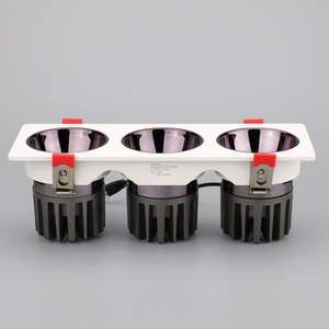 Plafonnier encastré carré moderne en aluminium à double tête <span class=keywords><strong>rectangulaire</strong></span> LED COB 20W*2, réglable, grille lumineuse, hôtel, dimmable - Product Image 2