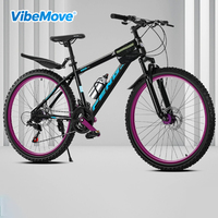 Vélo de montagne pour hommes et femmes, vitesse variable, 24/26 pouces, cadre en acier au carbone, freins à disque doubles, fourche à ressort, tout-terrain, charge de 150 kg