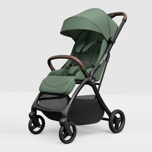 รถเข็นเด็กออมโบบูสีเขียว รับน้ำหนักได้ 15 กก. โครงโลหะสี่ล้อ ปรับเอนได้ - Product Image 1