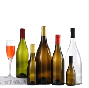 <b>Mini</b> Glass Wine Bottles 187ML Round Clear Green Brown With Screw Cap For Wine Storage - Product Image 1