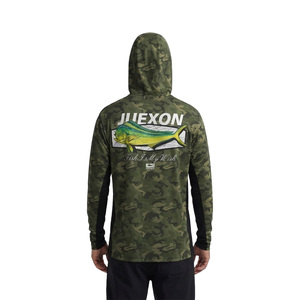 T-shirt à capuche pour <span class=keywords><strong>homme</strong></span>, imprimé camouflage forestier par sublimation, OEM ODM, respirant, protection solaire UPF 50+, imperméable, antibactérien - Product Image 3