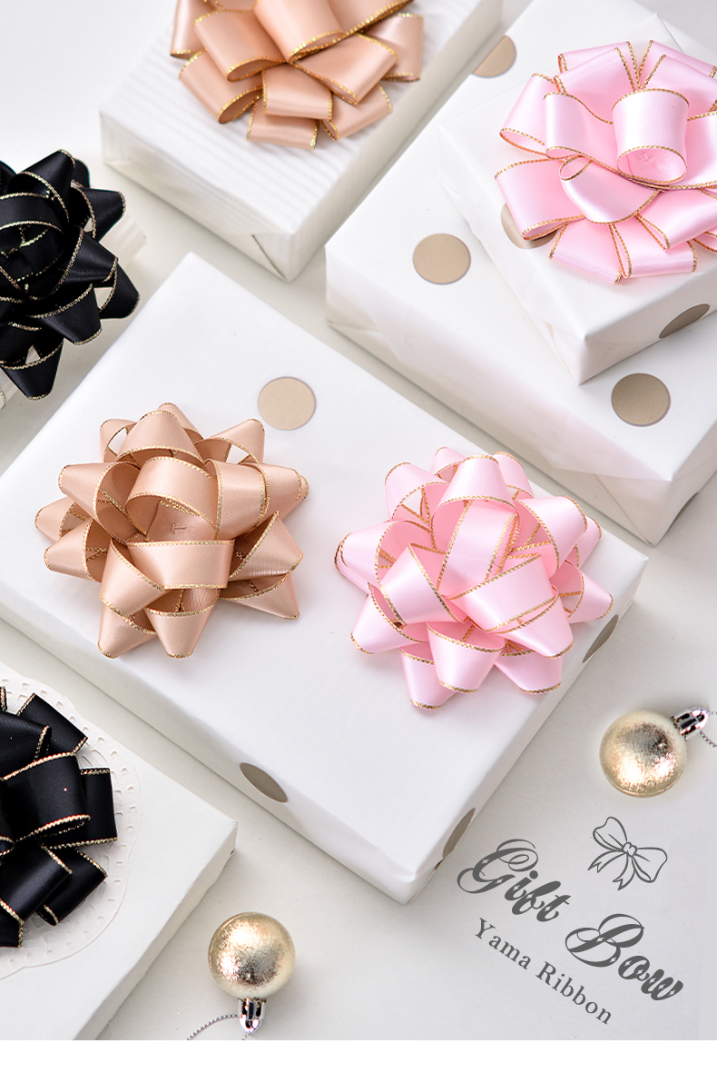 Yama Ribbon 9.5cm 10cm Width Wholesale Gold Edge Satin Ribbon Wrapping Decoration Star Gift Bows