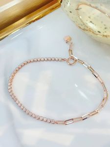 Bracelet ajustable Xinfly en or pur 18 carats avec demi-chaîne tennis et diamant de 0,50 ct - Product Image 1