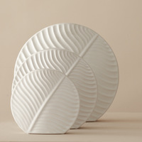 Moderne Home & Wedding Tisch dekoration Keramik blatt vase mit künstlichem Blumenstrauß halter Porzellan Blumentopf behälter