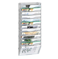 Organizador de Archivos de Oficina de Metal con 10 Bolsillos, para Montar en la Pared, con Soporte para Carpetas Colgantes, Recubrimiento en Polvo, Color Personalizable