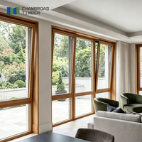 Fenêtres en bois recouvertes d'aluminium CHAMBROAD, ouverture à auvent, triple vitrage isolant, résistantes aux intempéries, grande vue pour appartement