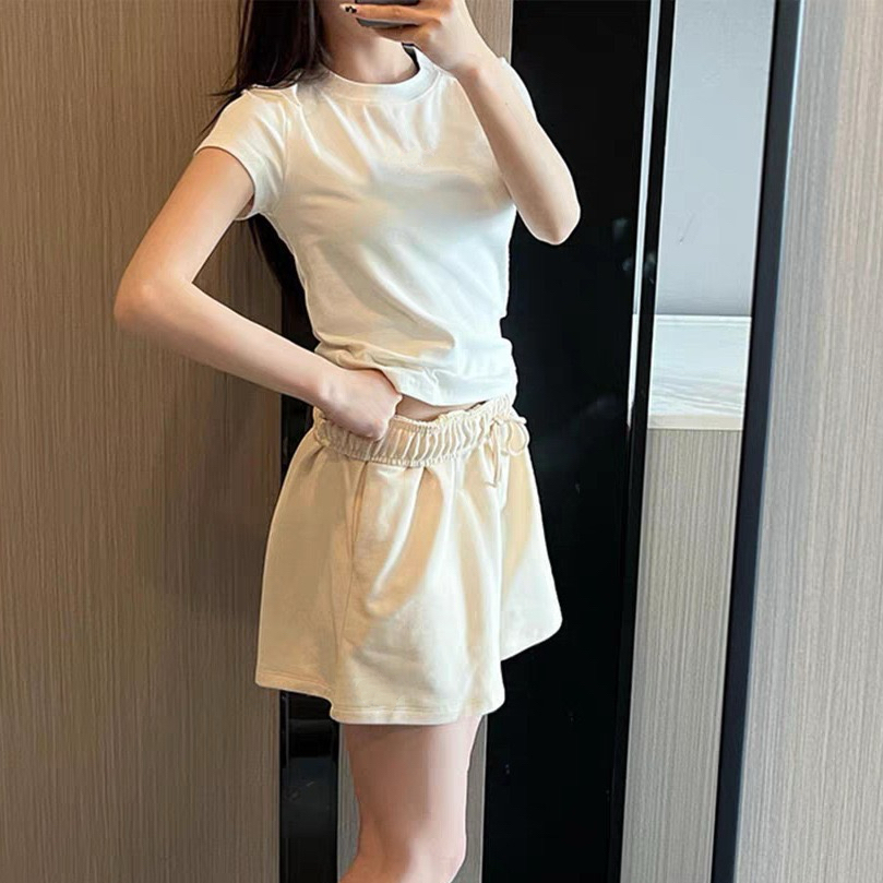 For Yoga Clothing Women's Cute Solid Pilates Fitness Training Short-sleeved Navel-baring Tight T-shirt Quick-drying Running