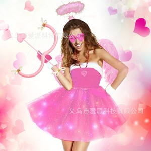 Cupid Angel Feather Wings Set With Heart Glasses Halo And <b>Bow</b> For Valentine'S Day Photo Props Costume Accessory - Product Image 2