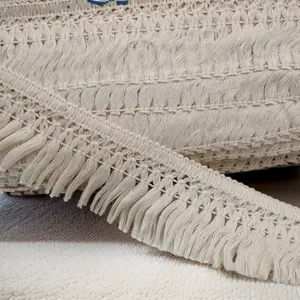 Wholesale 60mm wide White Beige 6cm Cotton Carpet Rug Tassel Fringe Trims for Home Textile Garment Decoration Curtains