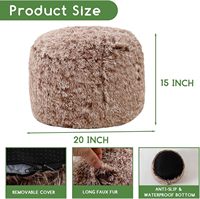 Poufs modernes ronds et moelleux en fausse fourrure avec rembourrage en mousse et rangement, repose-pieds en tissu