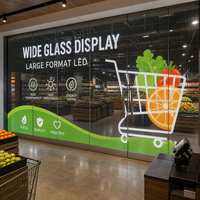 Pantalla LED Transparente de Gran Formato para Entrada de Supermercado, Pared de Vidrio, Ventana de Vidrio Completa