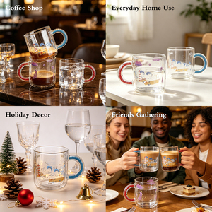 Mug en verre à double paroi de 350 ml, design mignon de dessin animé océanique, tasse à thé ou à <span class=keywords><strong>café</strong></span> isolée thermiquement avec poignée - Product Image 6