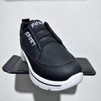 Baskets de sport noires et blanches pour enfants, chaussures décontractées à enfiler en cuir PU pour garçons et filles, chaussures de marche quotidiennes antidérapantes et résistantes à l'usure