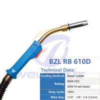 Torche de soudage MIG refroidie à l'eau RB 610D, 650A, connecteur Euro robuste, type Binzel
