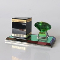 Personnalisé Verre Cristal Vert Diamant Horloge Avec Cristal Kaaba Modèle Islamique Décoration Cadeaux