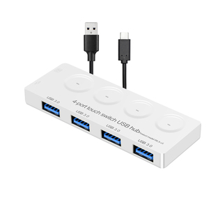 Hub USB3.0 portable le plus récent <span class=keywords><strong>à</strong></span> 4 ports, <span class=keywords><strong>super</strong></span> vitesse 5 Gbps, micro USB 3.0, séparateur avec adaptateur d'alimentation externe, accessoire PC parfait - Product Image 1
