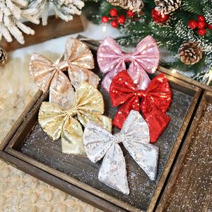 Large Decorations Glitter <b>Red</b> <b>Bows</b> Bowknot for Christmas Tree Wreath Xmas Supply <b>Bow</b> Decor - Product Image 2