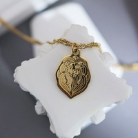 Collar con Cabeza de León Chapado en Oro de 18k, de Acero Inoxidable, Resistente al Agua y al Deslustre, con Logotipo Personalizado para Mujer