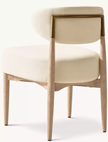 Chaise de salle à manger en chêne massif, style tubulaire moderne, avec pieds coniques élancés de style sculptural et assise rembourrée en tissu moelleux