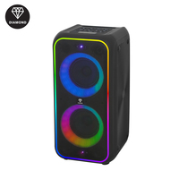 Enceinte portable sans fil Diamond Speaker Factory double 6,5 pouces avec lumière LED RGB pour fêtes et karaoké en extérieur
