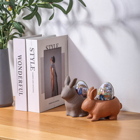 Vente en gros pas cher créatif lapin de pâques thème porcelaine décoratif mat céramique accessoires de décoration de la maison
