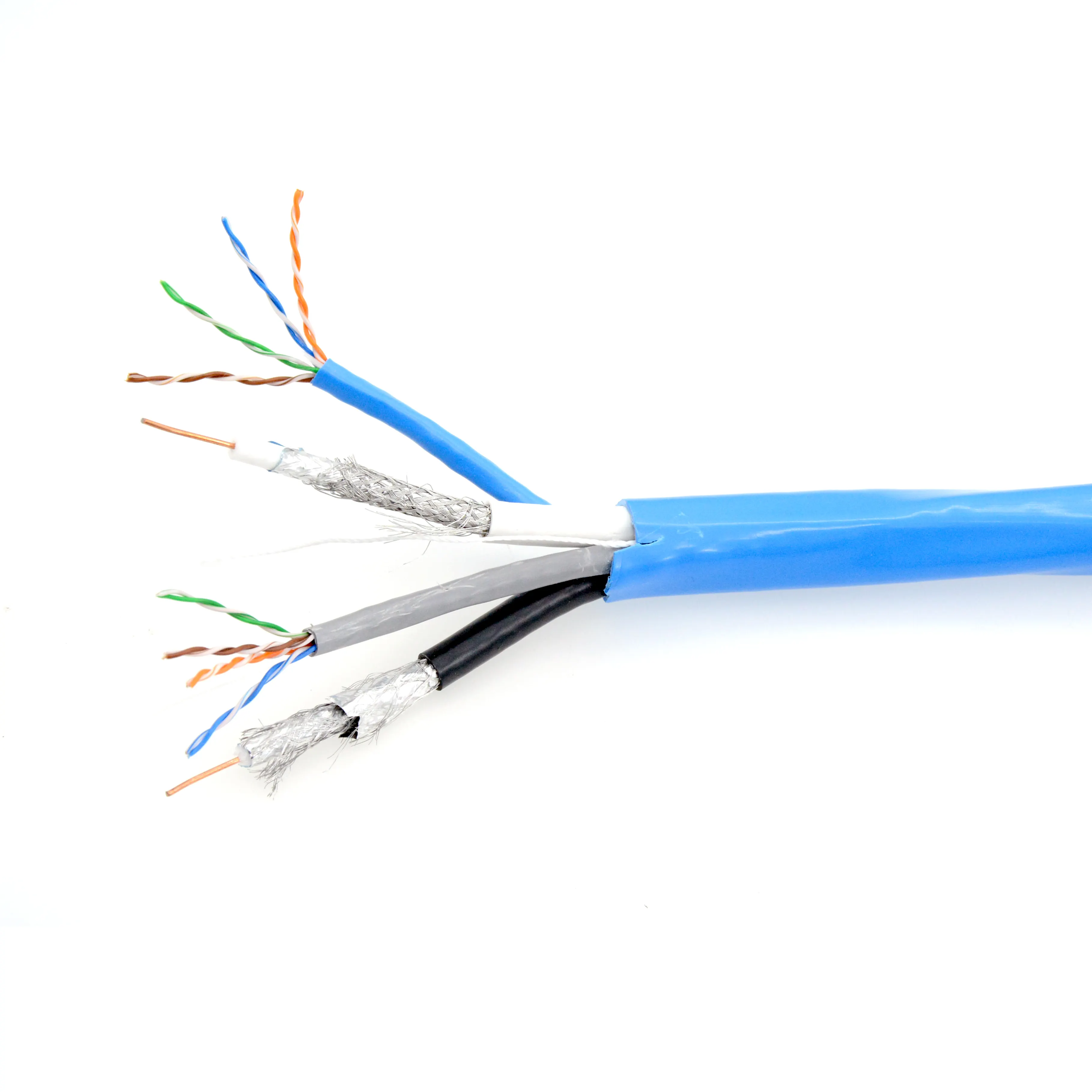 Lan Cable With 2 RG6 + 2 Cat6 Composite Hybrid Cable