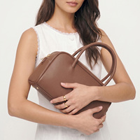 Prix d'usine 2026 Mini sacs à bandoulière pour femmes en cuir végétalien marron foncé avec fermeture éclair, sac à main et pochette pour le quotidien
