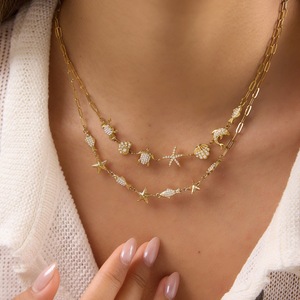 Collar con Colgante de Océano en Acero Inoxidable Chapado en Oro de 18K, Joyería de Playa Resistente al Agua para Verano <span class=keywords><strong>N806</strong></span> - Product Image 3
