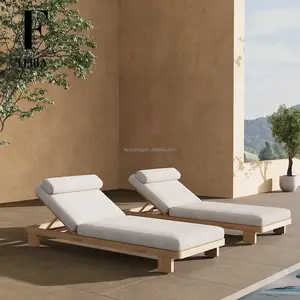 FERLY Neuheit Teak-Bett Tagebett Sonnenecht Außenmöbel Pool-Deckstühle Sonnenlehne Poolstuhl für Garten