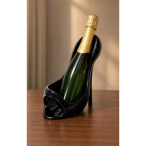 Elegant Sustainable Trendy High Heel <b>Shoe</b> Shaped Metal Wine Bottle <b>Holder</b> Decorative Tabletop Bar Display Stand for Home Decor - Product Image 2